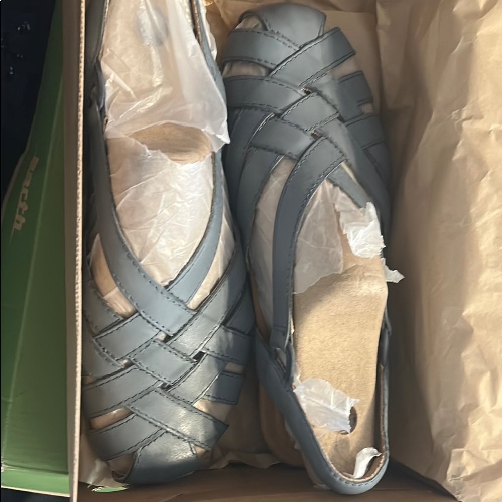 Earth Blue Flats with Intricate Weave Design